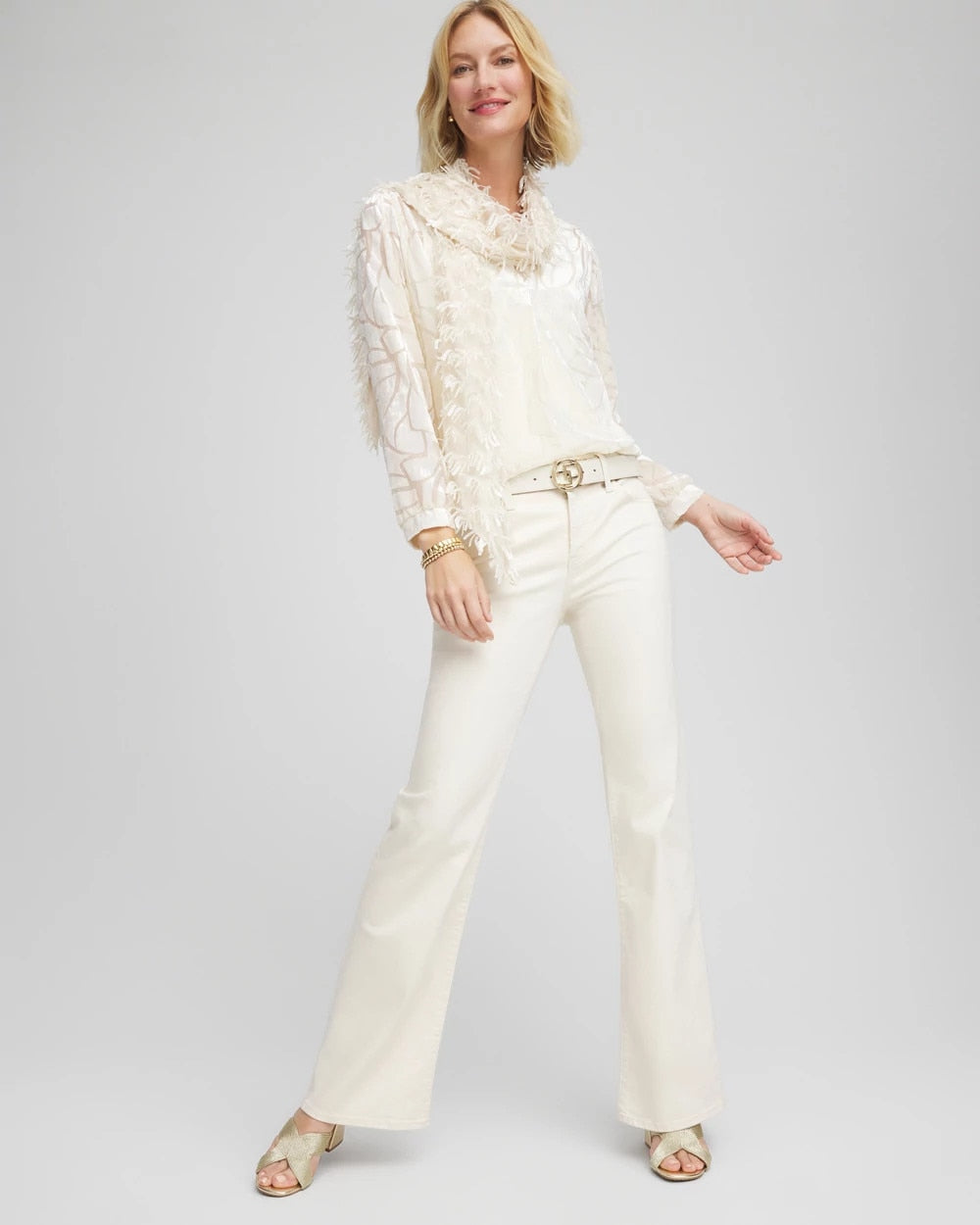 Chico's Recommended - Petite Girlfriend Flared Leg Jeans English Cream
