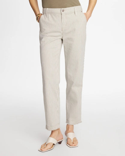 Chico's Quality - Stripe Girlfriend Straight Ankle Jeans Lichen