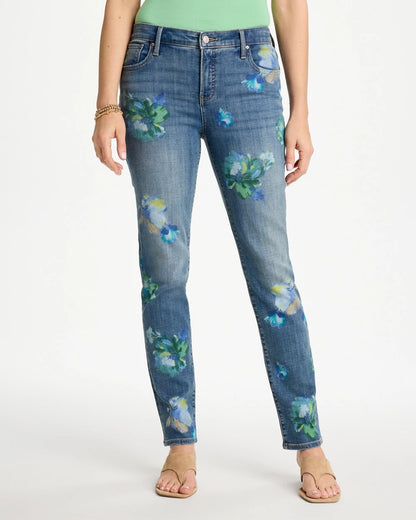 Chico's Best Price - Girlfriend Slim Floral Ankle Jeans Meera Indigo