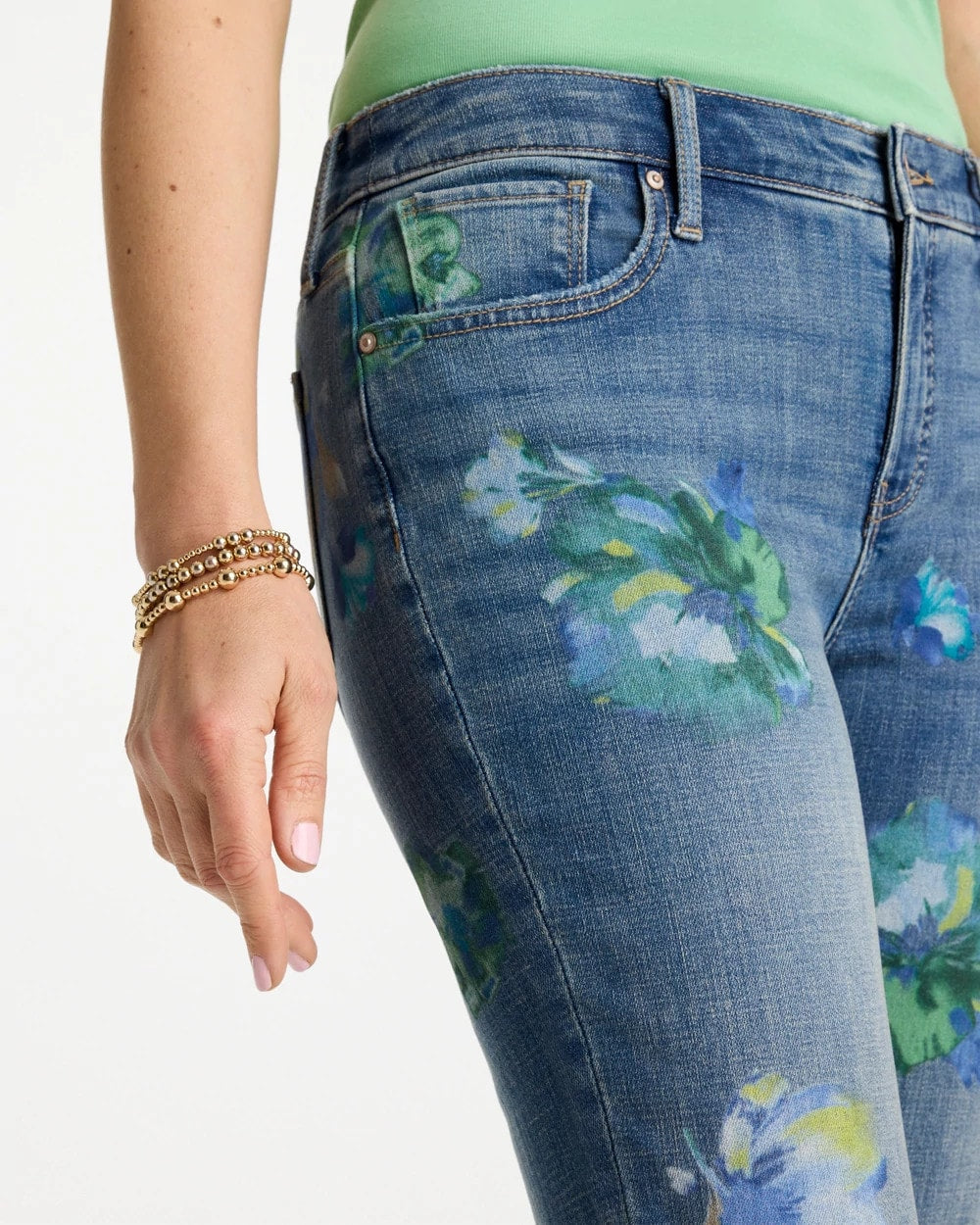 Chico's Best Price - Girlfriend Slim Floral Ankle Jeans Meera Indigo