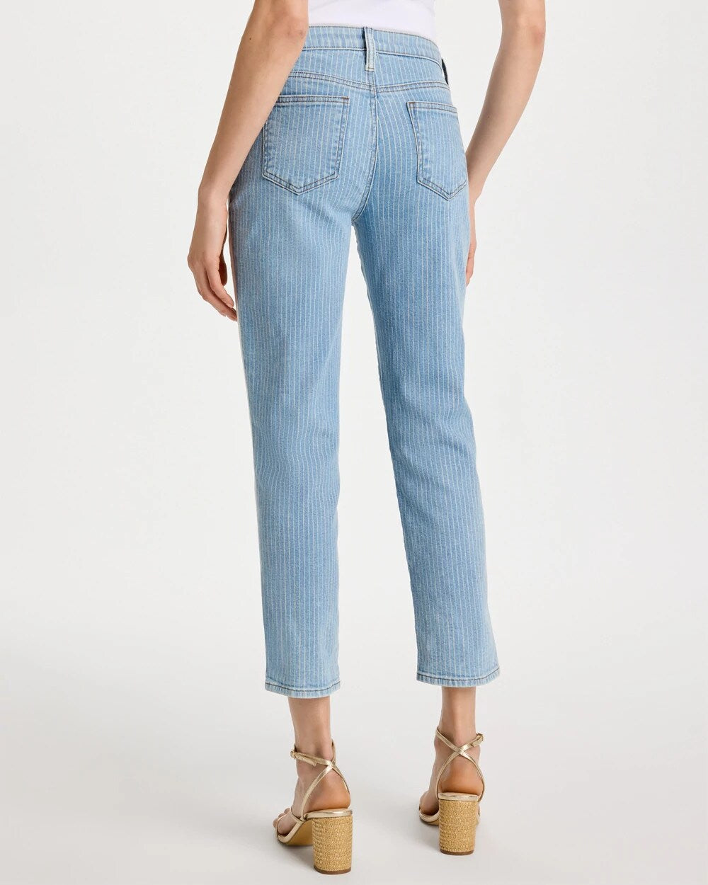 Chico's Deals - Girlfriend Ticking Stripe Crop Jeans Indigo