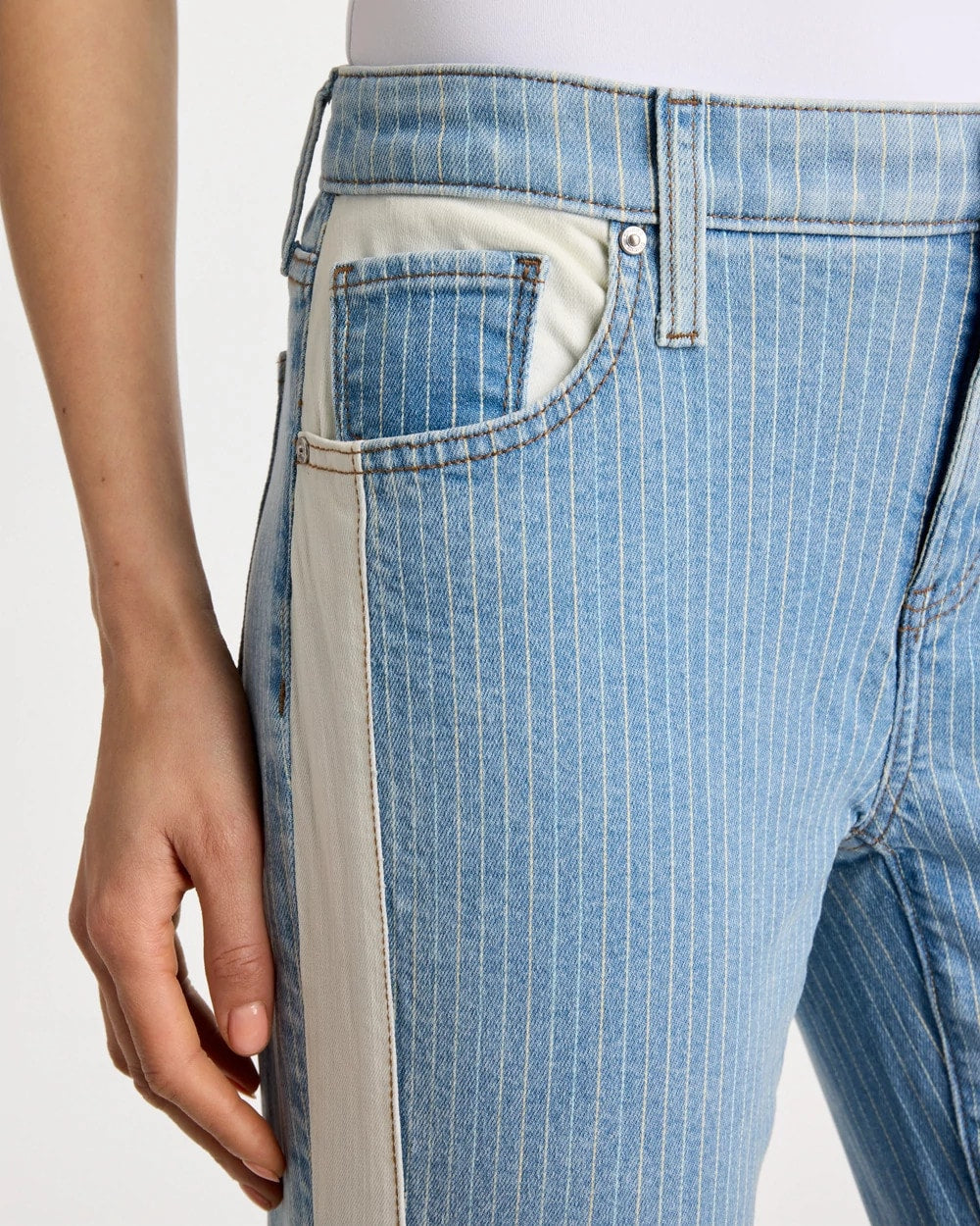 Chico's Deals - Girlfriend Ticking Stripe Crop Jeans Indigo