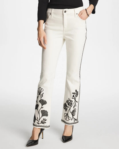Chico's Featured - Ginkgo Girlfriend Cropped Flared Jeans Sea Salt