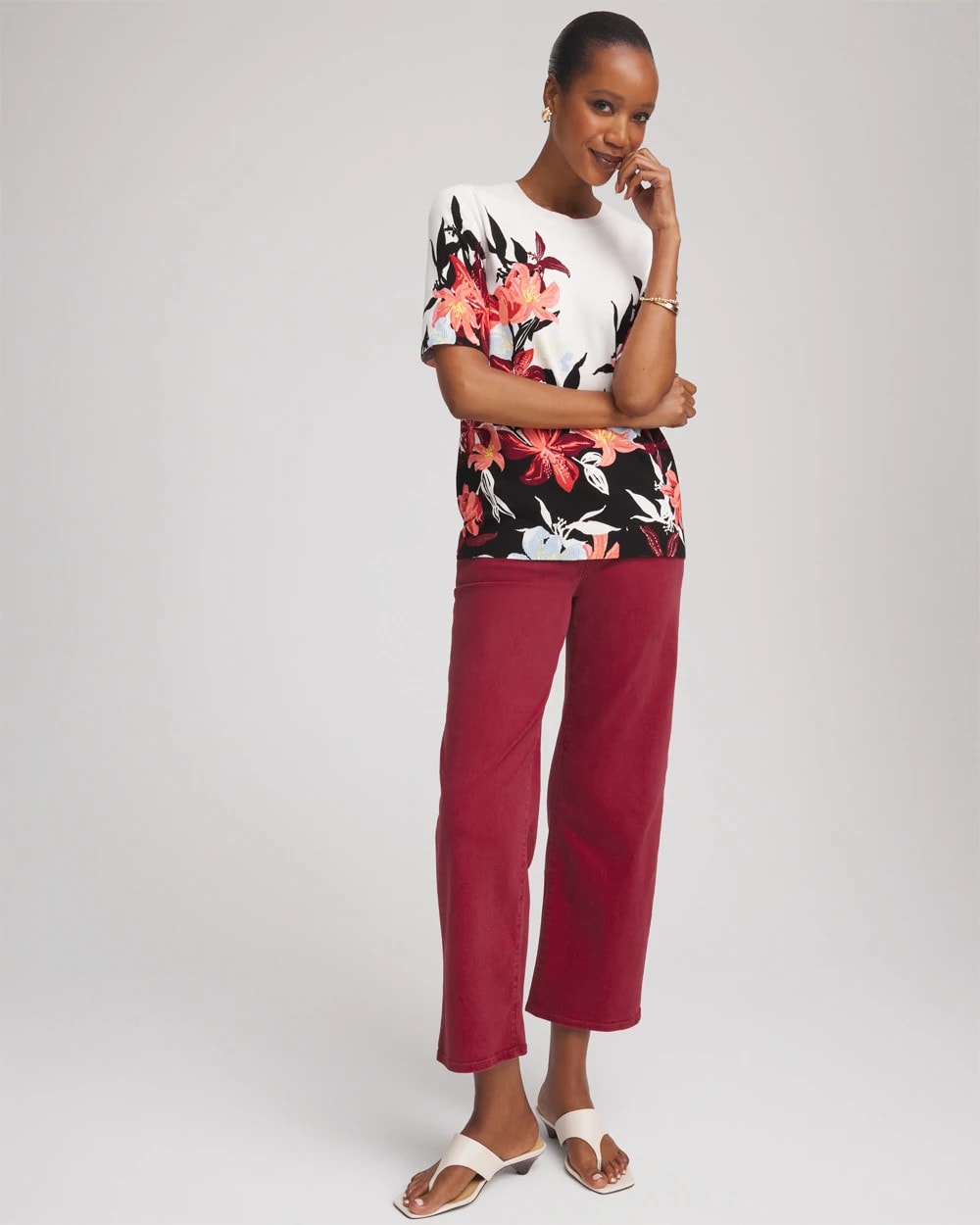 Chico's Latest - Girlfriend Wide-Leg Crop Jean Russet Red