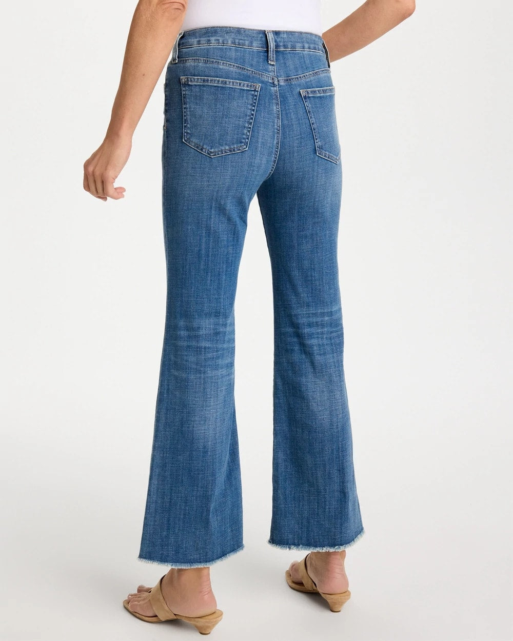 Chico's Exclusive - Girlfriend Frayed Flared Jeans Jessamine Indigo