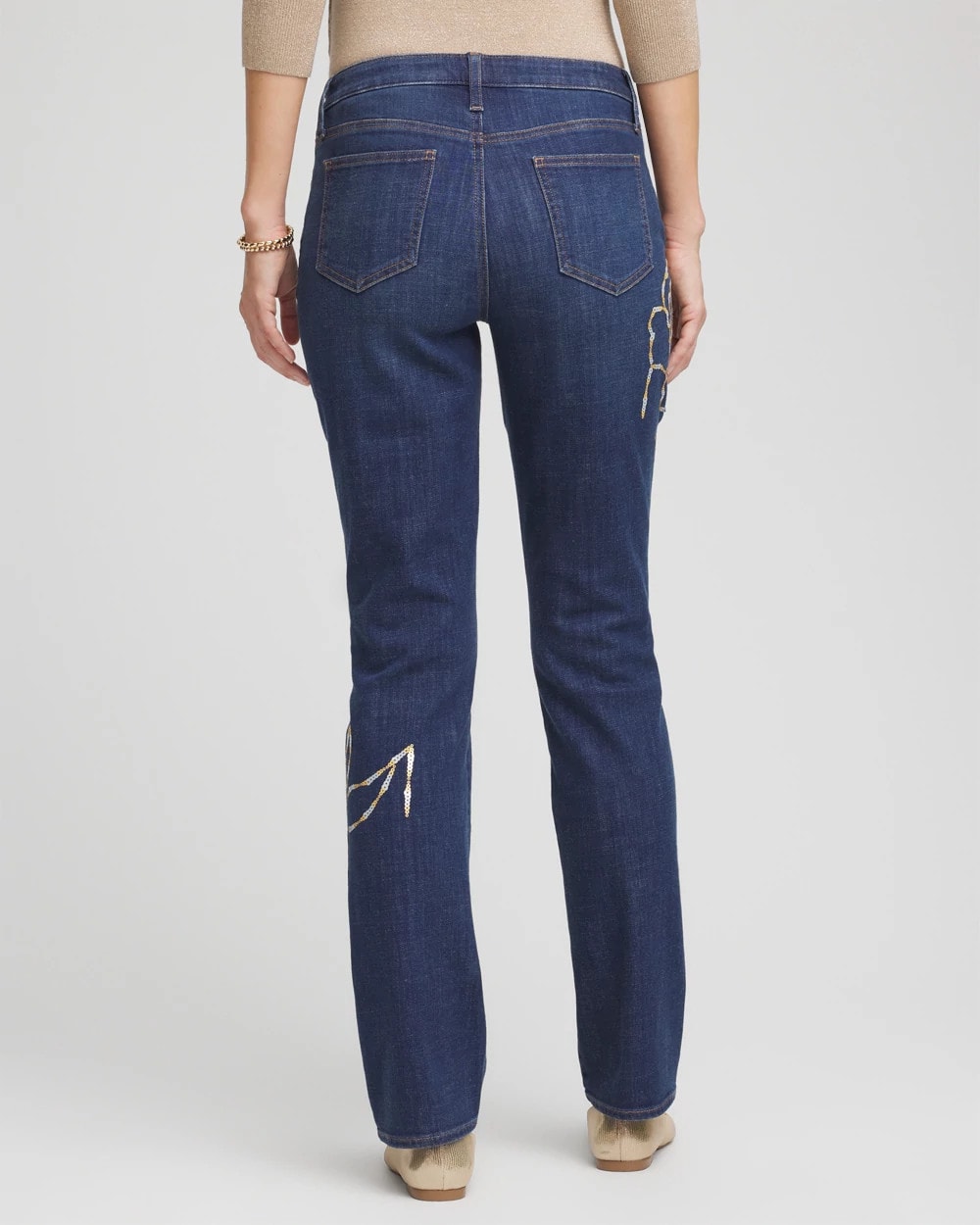 Chico's Recommended - Sequins Rose Girlfriend Slim-Leg Jeans Sequoia Indigo
