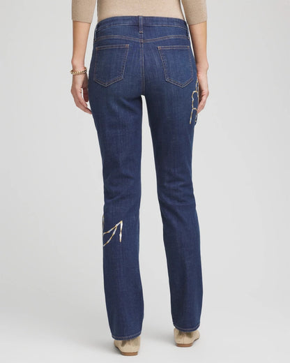 Chico's Recommended - Sequins Rose Girlfriend Slim-Leg Jeans Sequoia Indigo