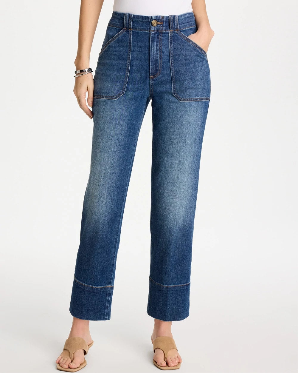 Chico's Popular - Straight Utility Crop Jean Suki Indigo