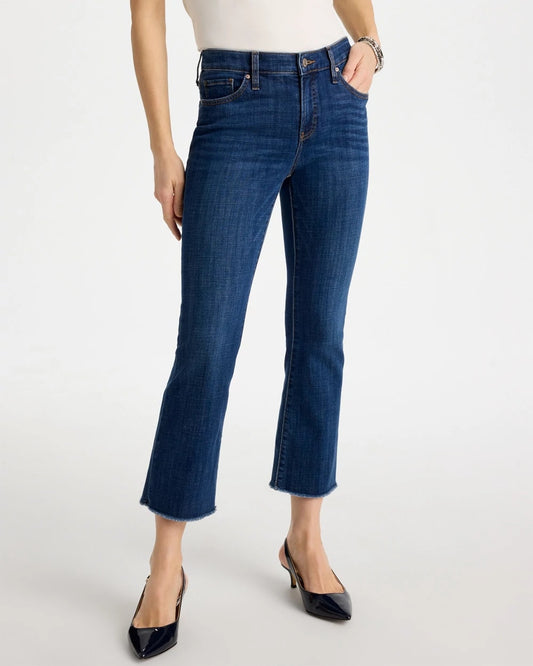 Chico's Best Seller - Petite Girlfriend Fray Hem Kick Flares Carina Indigo