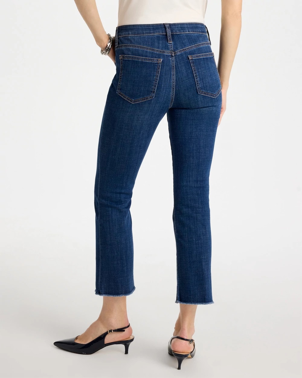 Chico's Best Seller - Petite Girlfriend Fray Hem Kick Flares Carina Indigo
