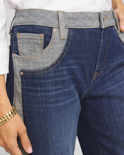 Chico's Best Price - Girlfriend Cropped Colorblock Wide-Leg Jeans Eclipse Indigo