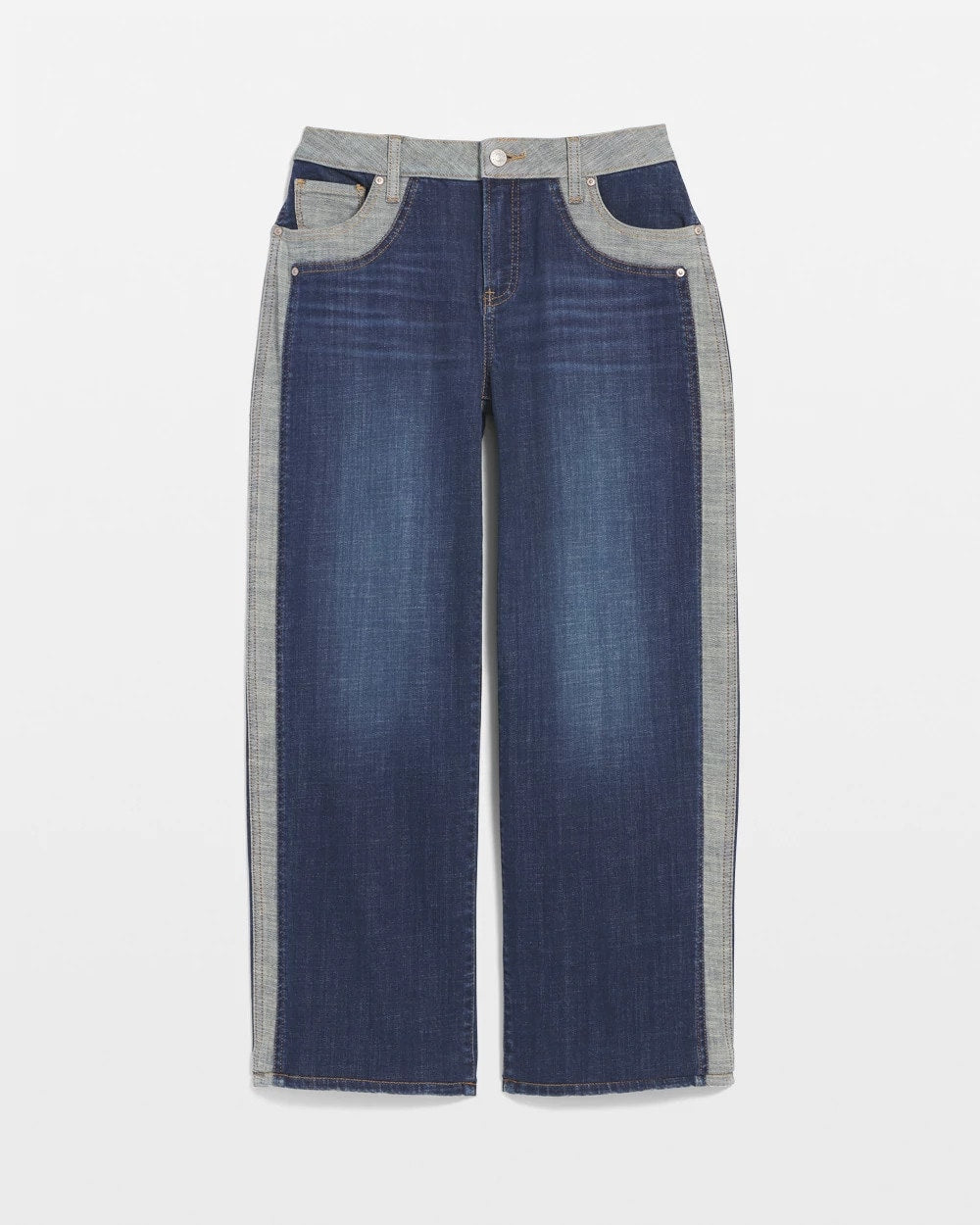 Chico's Best Price - Girlfriend Cropped Colorblock Wide-Leg Jeans Eclipse Indigo