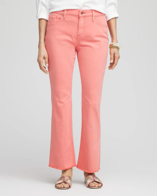 Chico's Best Seller - Girlfriend Fray Hem Kick Flare Jeans Melon Mambo