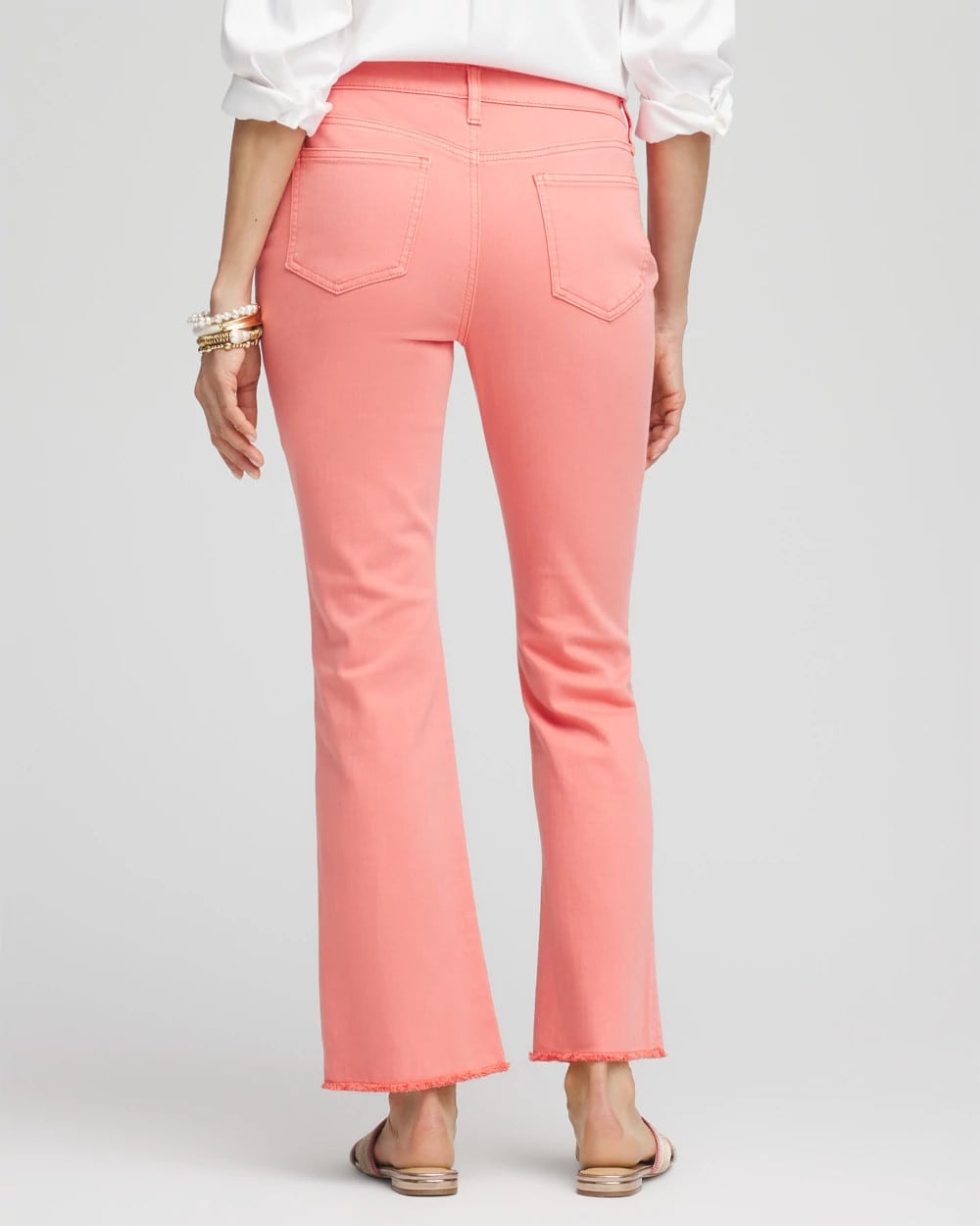 Chico's Best Seller - Girlfriend Fray Hem Kick Flare Jeans Melon Mambo
