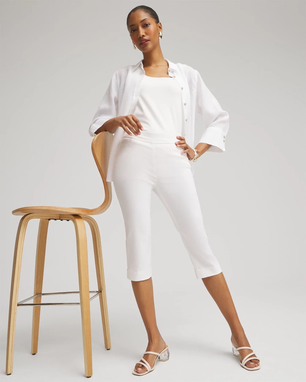 Chico's Exclusive - Brigitte™ Pull-On Rivet Slim Capris Alabaster