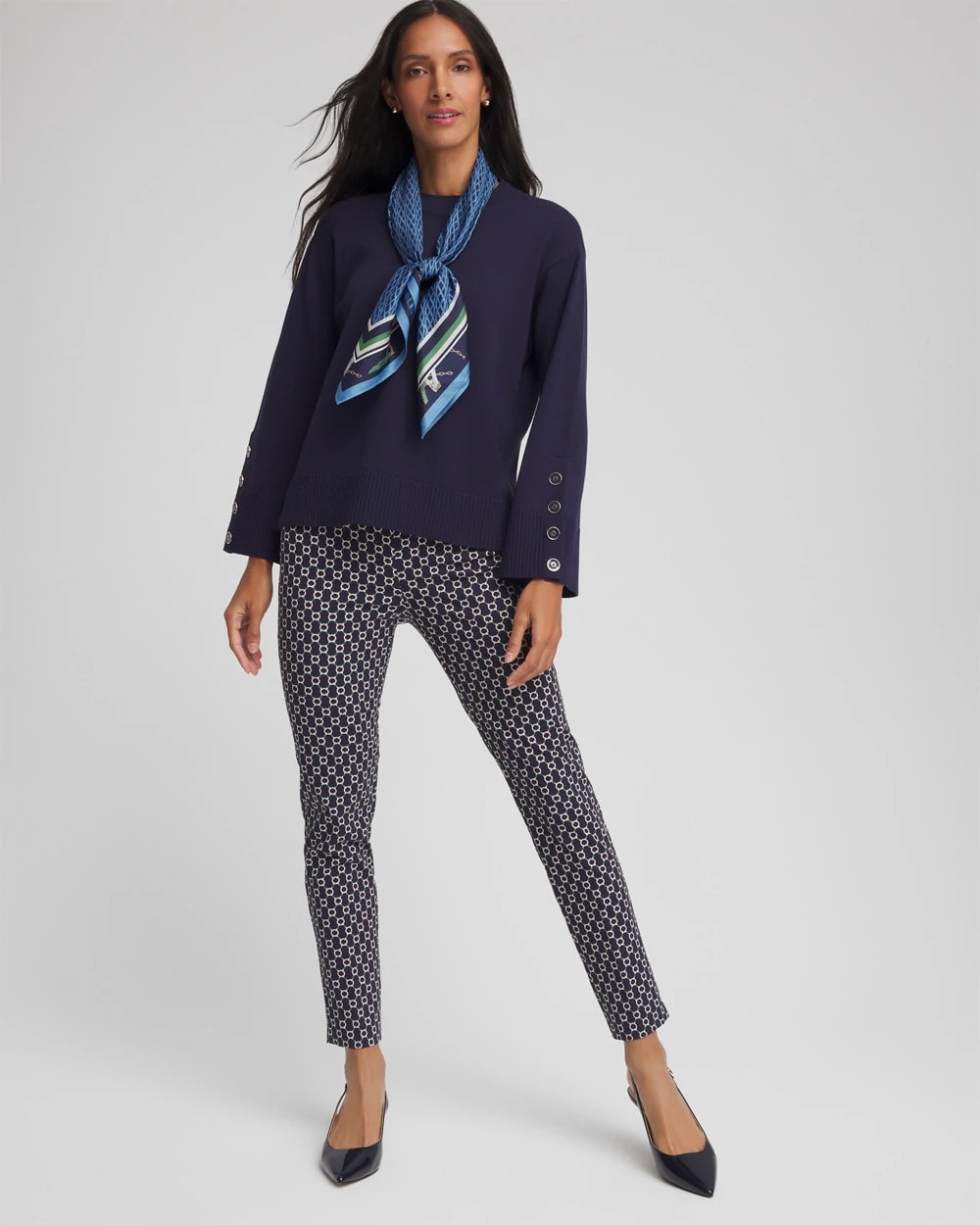 Chico's Classic - Brigitte™ Chain Connection Slim Ankle Pants Passport Blue