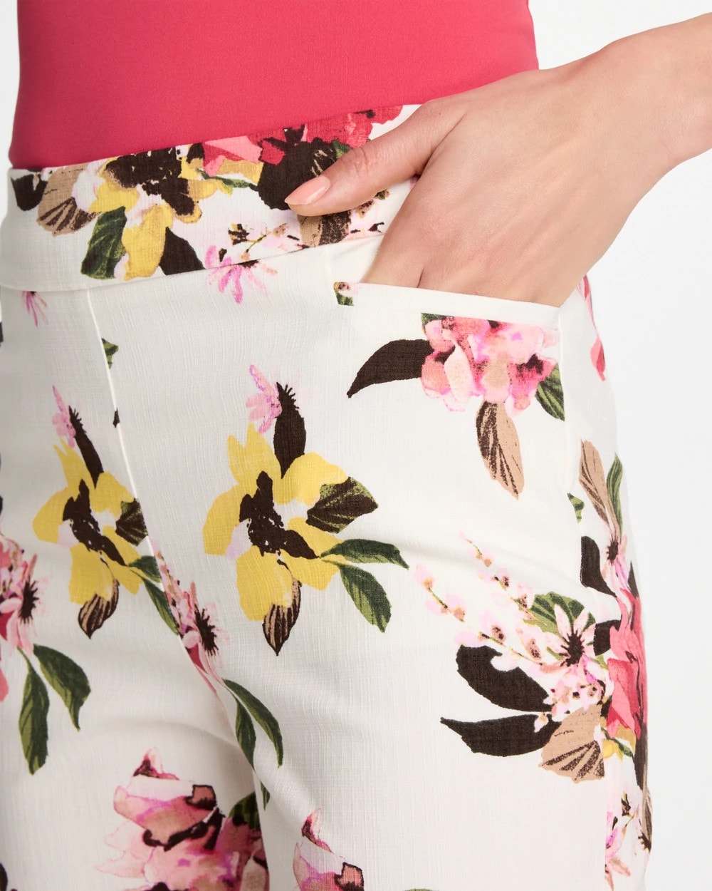 Chico's Sale - Brigitte™ Slim Mari Bloom Crop Hot Honeysuckle