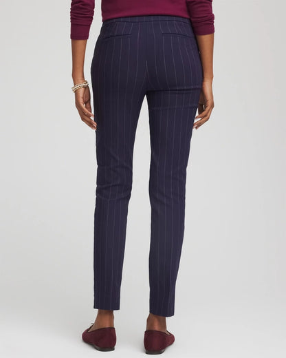 Chico's New - Pinstriped Brigitte™ Slim Pull-On Ankle Pants Passport Blue