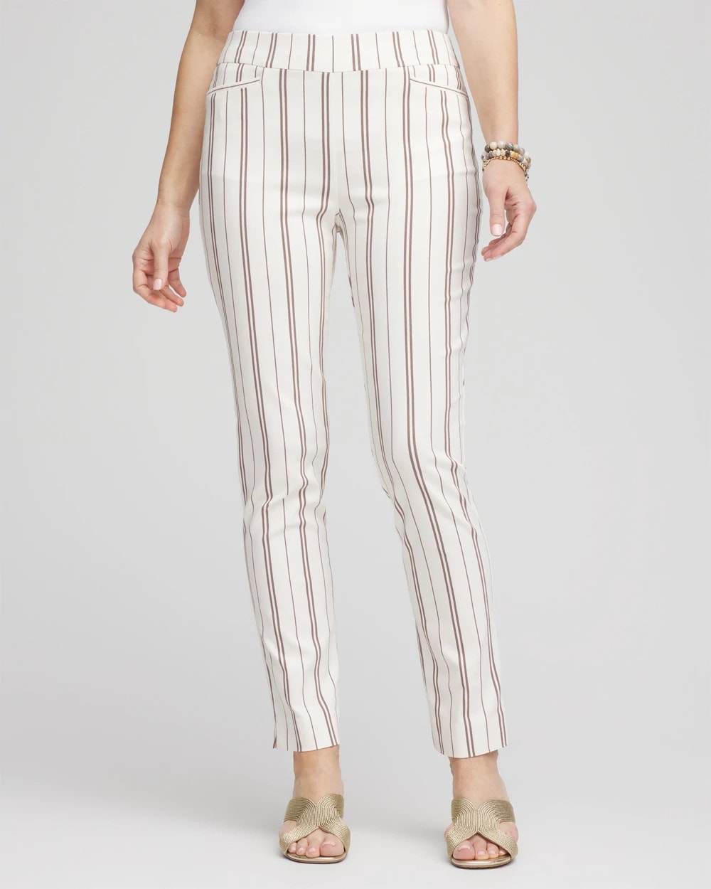 Chico's Value - Petite Brigitte™ Striped Ankle Pants Alabaster