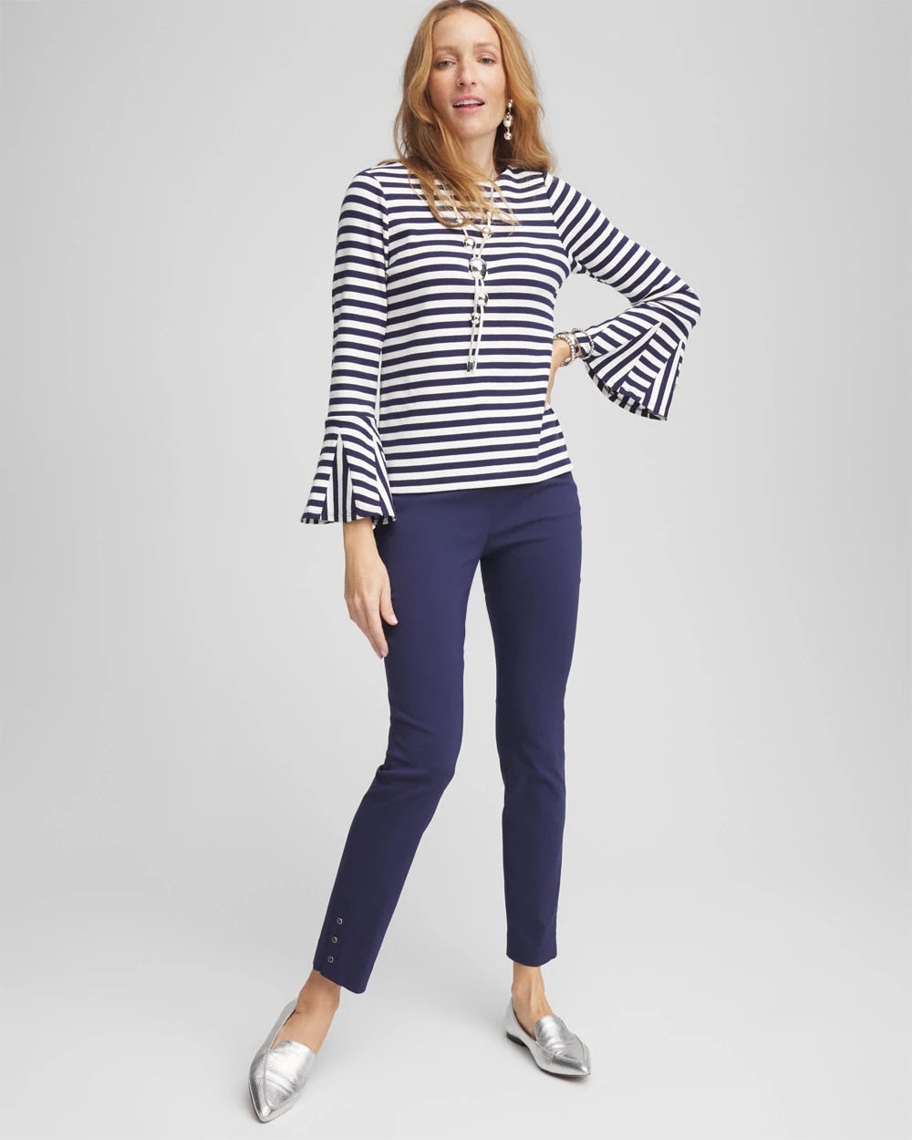 Chico's Best Seller - Brigitte™ Pull-On Slim Rivet Ankle Pants Passport Blue