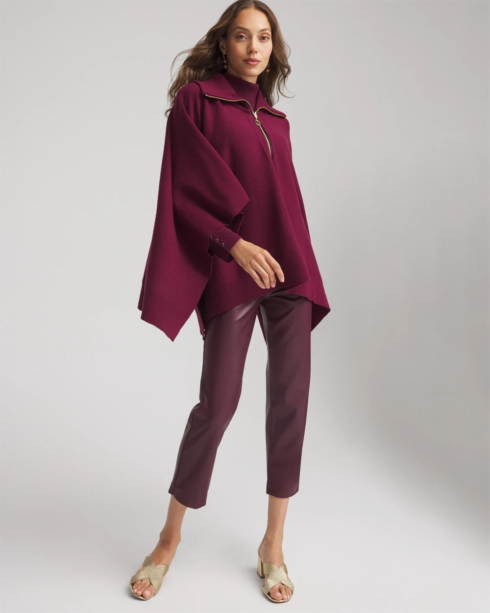 Chico's Popular - Faux Leather Brigitte™ Pull-On Cropped Pants Blackened Burgundy