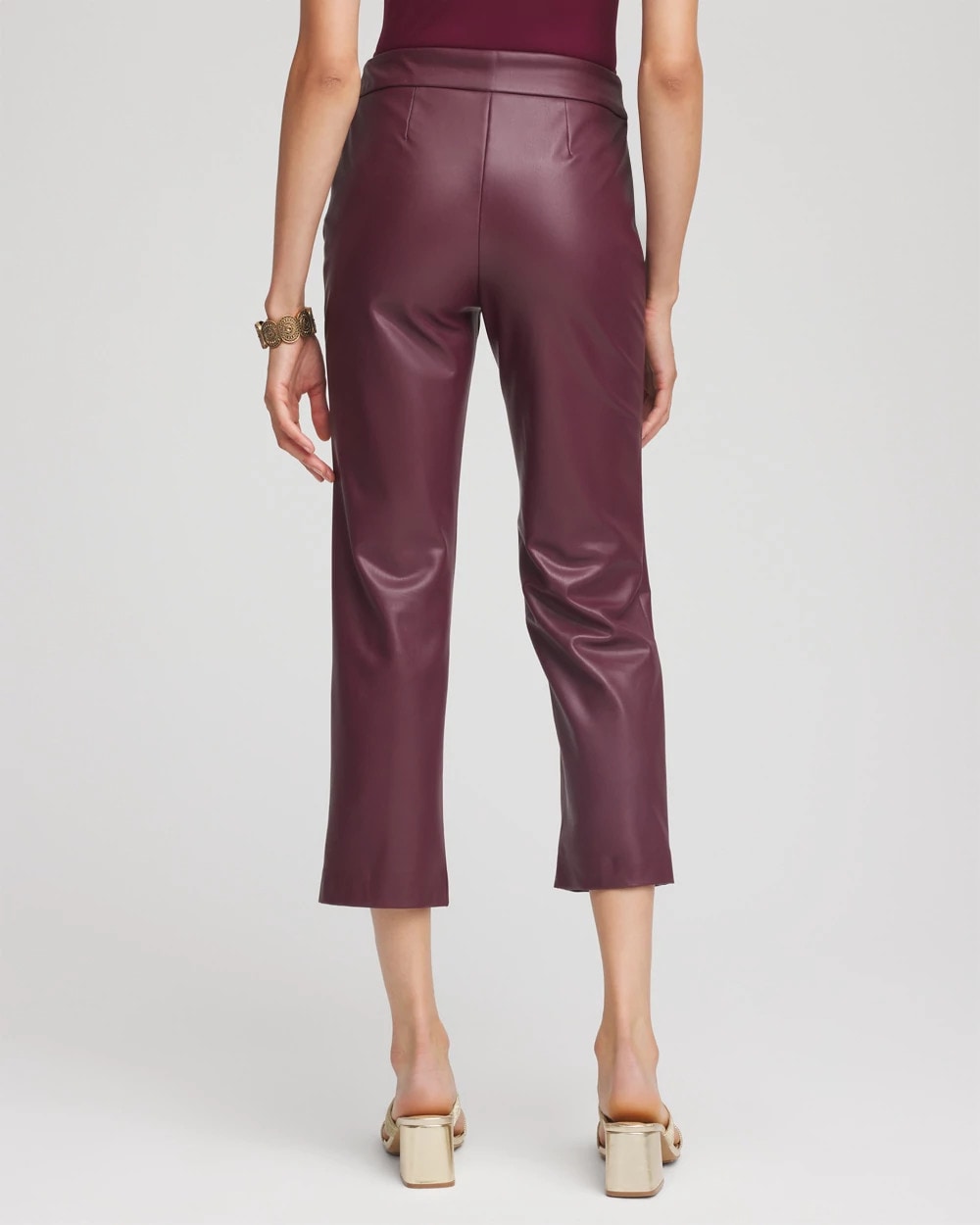 Chico's Popular - Faux Leather Brigitte™ Pull-On Cropped Pants Blackened Burgundy