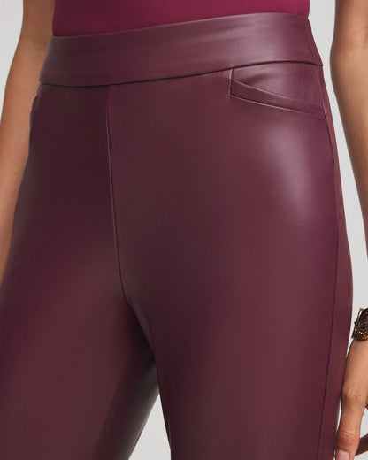 Chico's Popular - Faux Leather Brigitte™ Pull-On Cropped Pants Blackened Burgundy