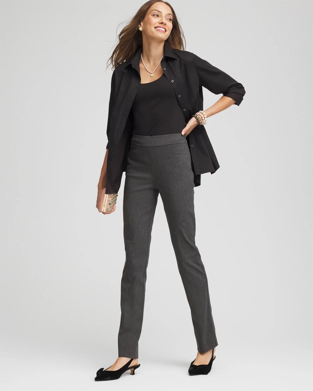Chico's Trending - Brigitte™ Slim Full-Length Pants Graphite Heather Gray