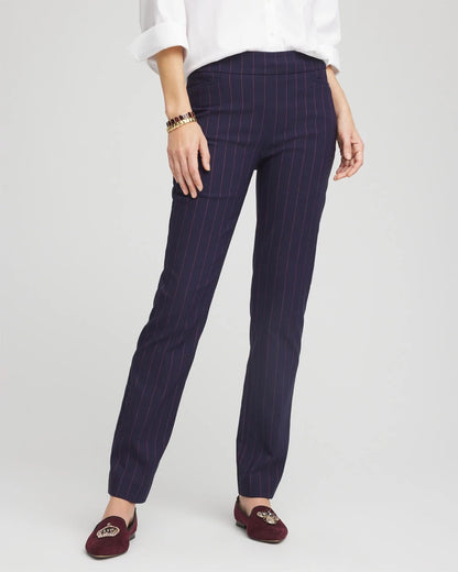 Chico's New - Shadow Stripe Brigitte™ Slim Pull-On Pants Passport Blue