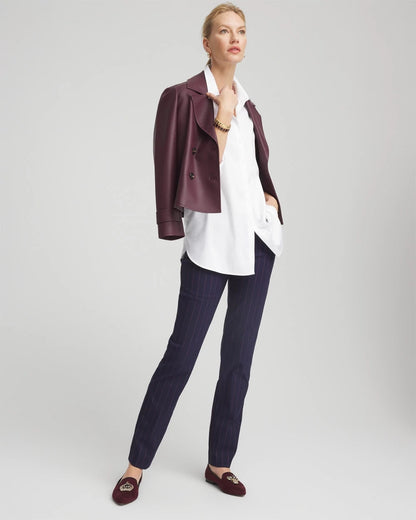 Chico's New - Shadow Stripe Brigitte™ Slim Pull-On Pants Passport Blue