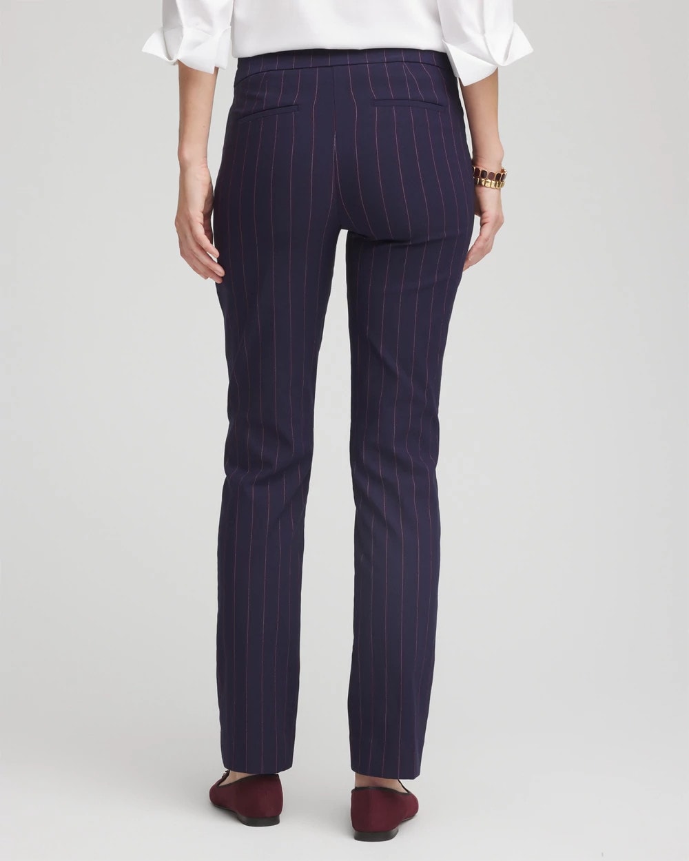 Chico's New - Shadow Stripe Brigitte™ Slim Pull-On Pants Passport Blue