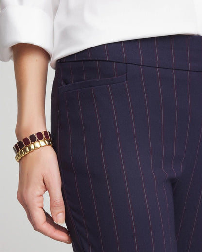 Chico's New - Shadow Stripe Brigitte™ Slim Pull-On Pants Passport Blue