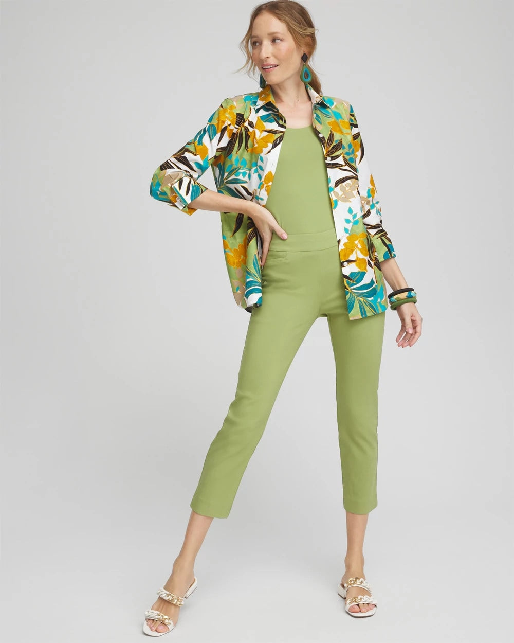 Chico's Trusted - Brigitte™ Pull-On Slim Cropped Pants Spanish Moss