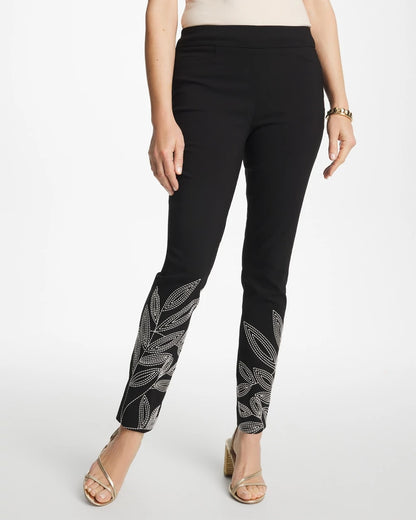 Chico's Popular - Floral Soutache Brigitte™ Slim Pull-On Ankle Pants Black