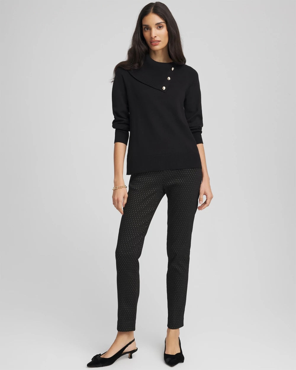 Chico's Quality - Brigitte™ Slim Ankle Jacquard Pants Black