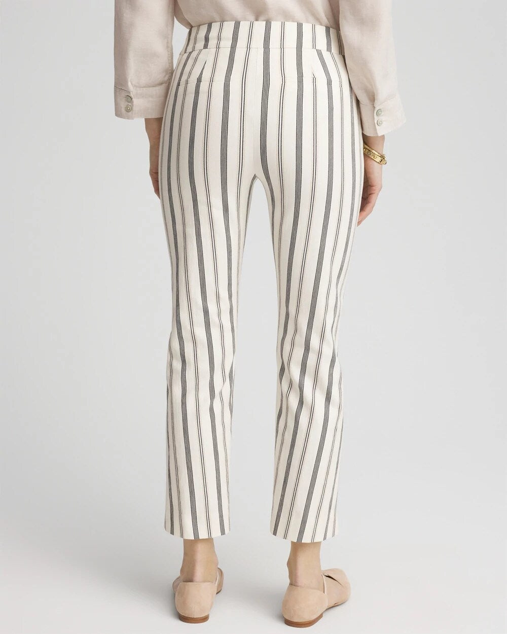 Chico's Signature - Brigitte™ Slub Striped Cropped Pants Ecru