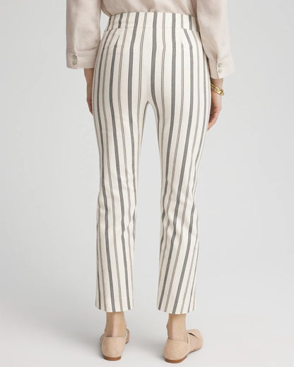 Chico's Signature - Brigitte™ Slub Striped Cropped Pants Ecru
