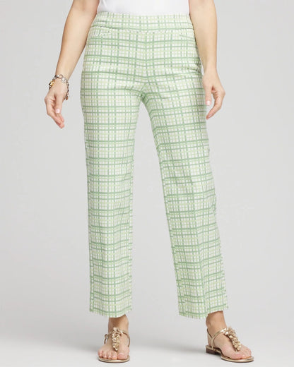 Chico's New - Brigitte™ Wide Leg Plaid Cropped Pants Moroccan Mint