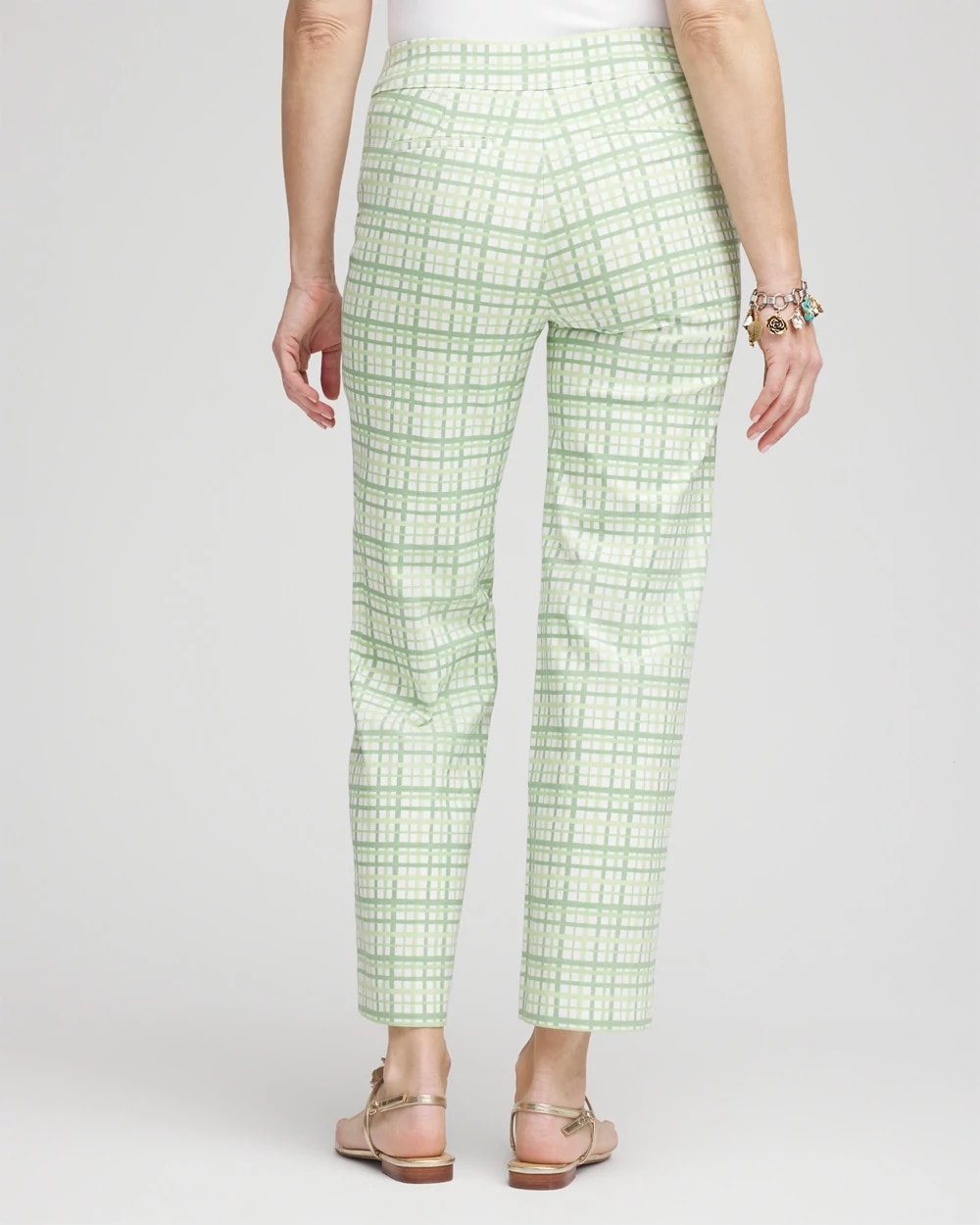 Chico's New - Brigitte™ Wide Leg Plaid Cropped Pants Moroccan Mint