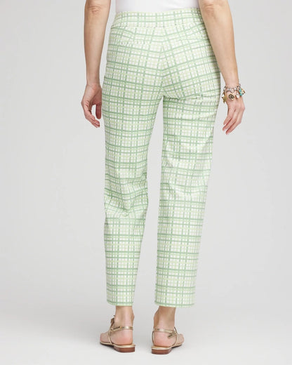 Chico's New - Brigitte™ Wide Leg Plaid Cropped Pants Moroccan Mint