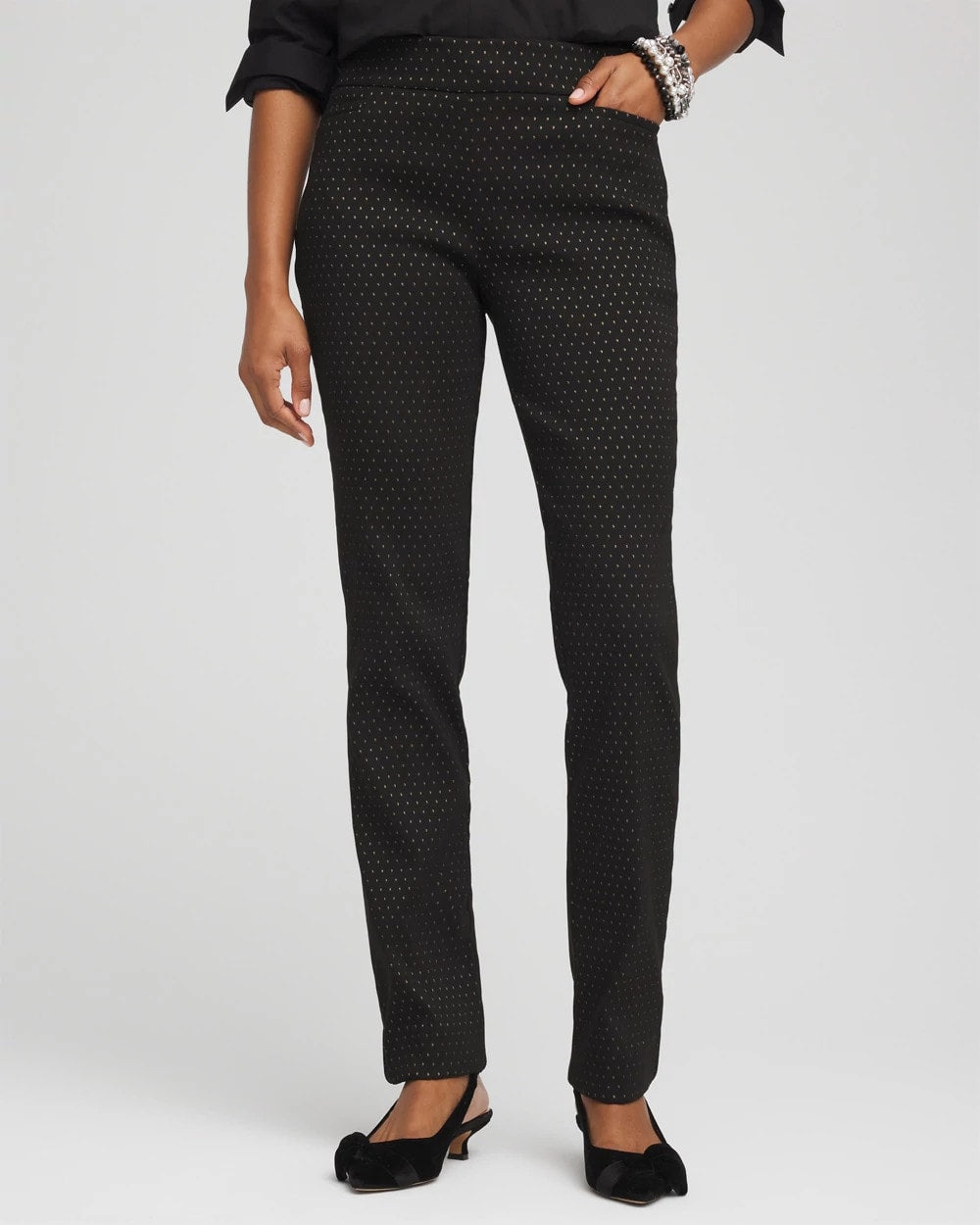 Chico's Popular - Brigitte™ Slim Full-Length Jacquard Pants Black