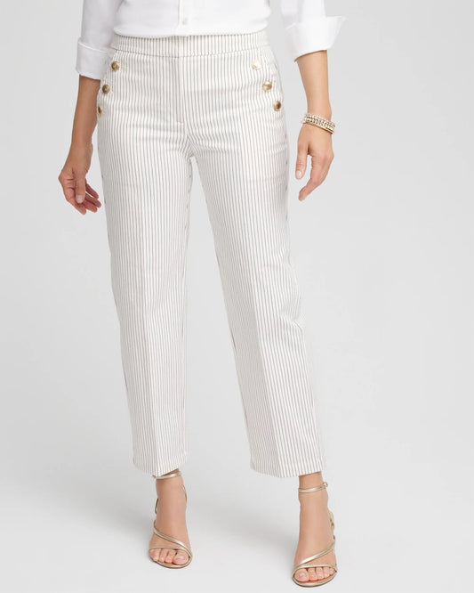 Chico's Featured - Emme Striped Sailor Straight Crops Ecru
