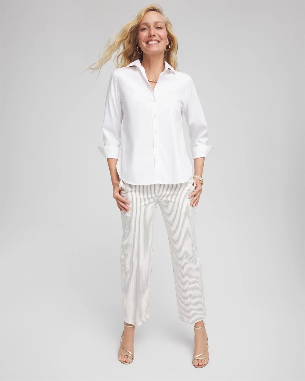 Chico's Featured - Emme Striped Sailor Straight Crops Ecru