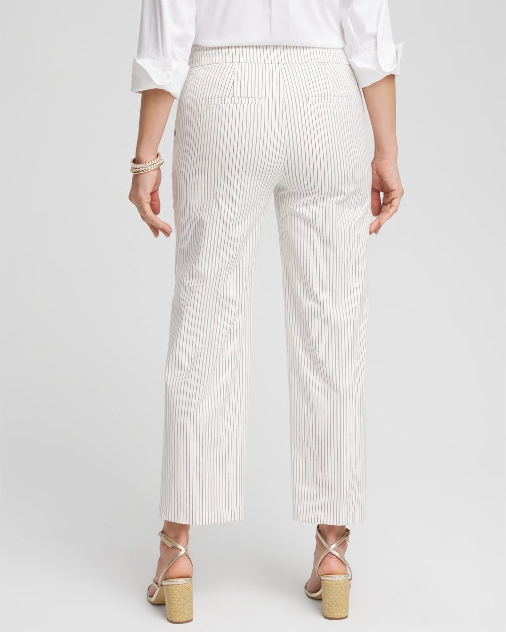 Chico's Featured - Emme Striped Sailor Straight Crops Ecru