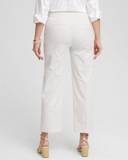 Chico's Featured - Emme Striped Sailor Straight Crops Ecru