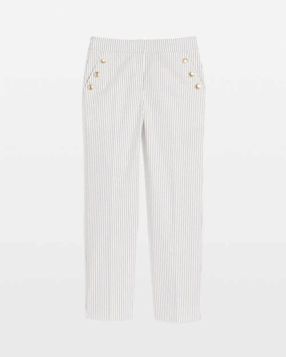 Chico's Featured - Emme Striped Sailor Straight Crops Ecru