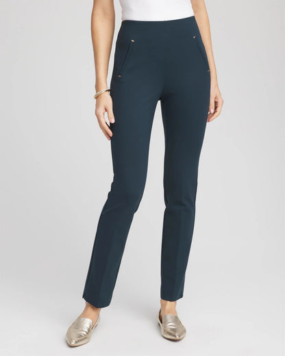 Chico's Essential - Juliet Slim Trim Detail Ankle Pants Teal Shadow