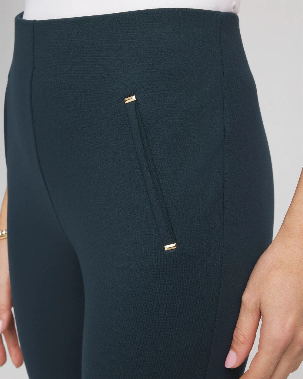 Chico's Essential - Juliet Slim Trim Detail Ankle Pants Teal Shadow