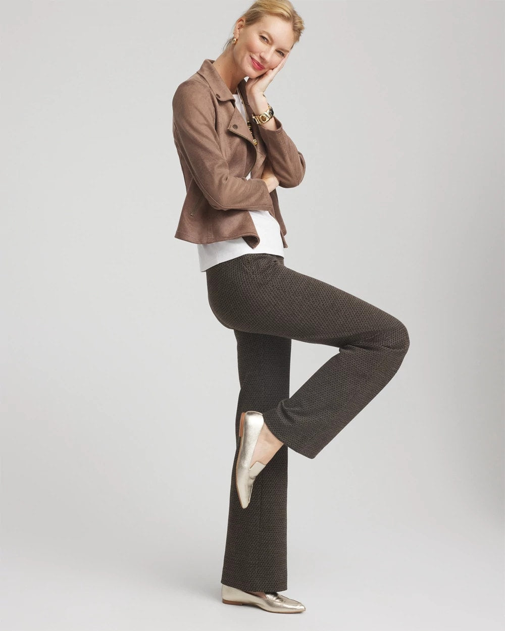 Chico's Featured - Juliet Jacquard Full-Length Ponte Pants Black