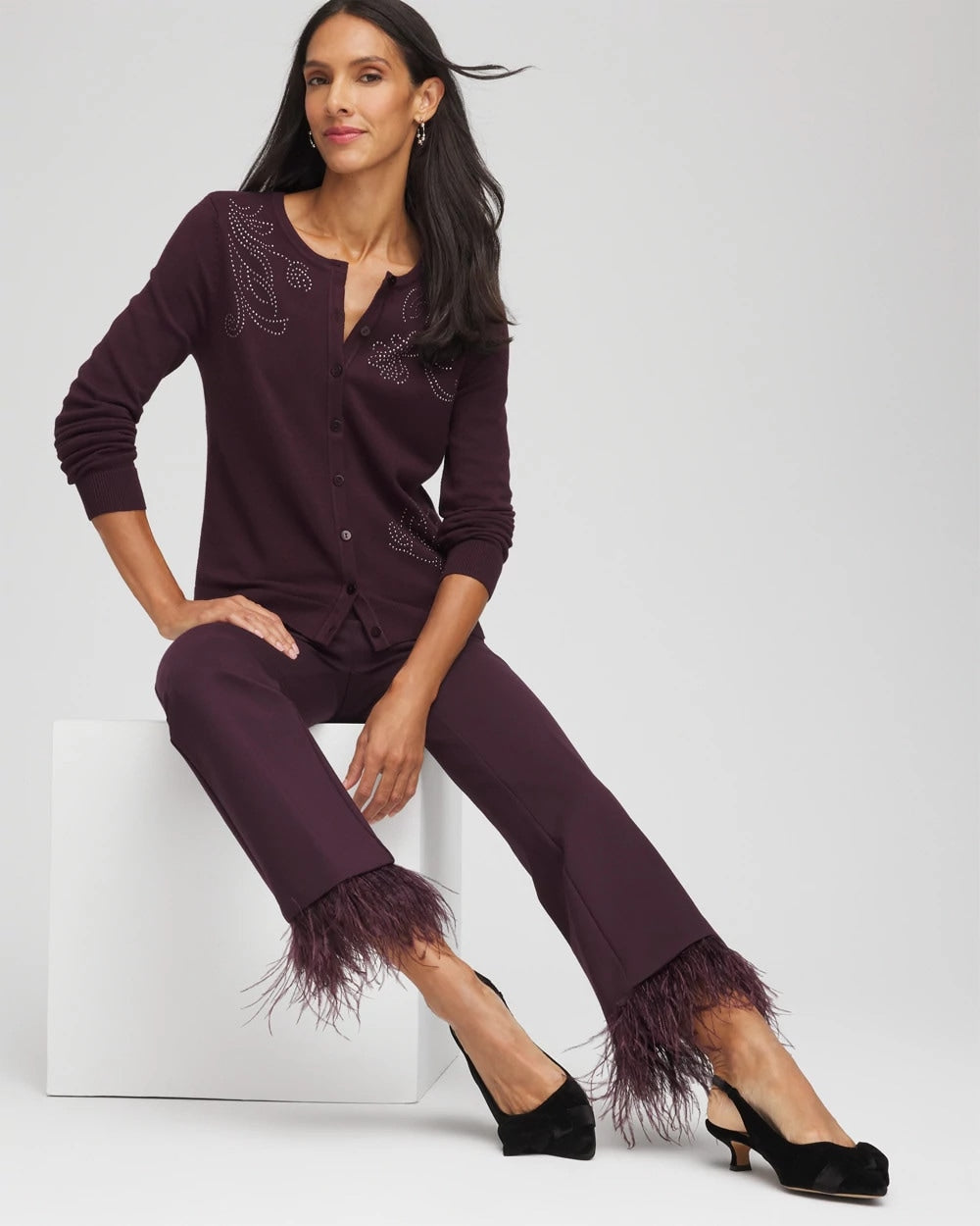 Chico's Value - Juliet Feathered Flared Cropped Pants Night Bloom